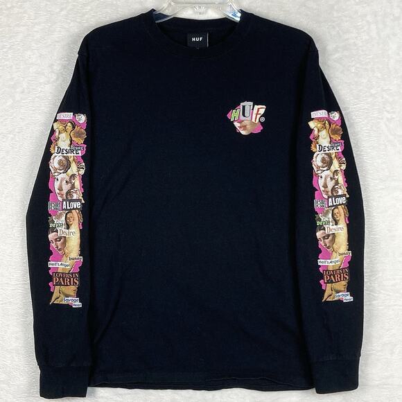 HUF Other - Huf Erotica Renaissance Shirt Mens M Black Desire Girls Streetwear Graffiti Art